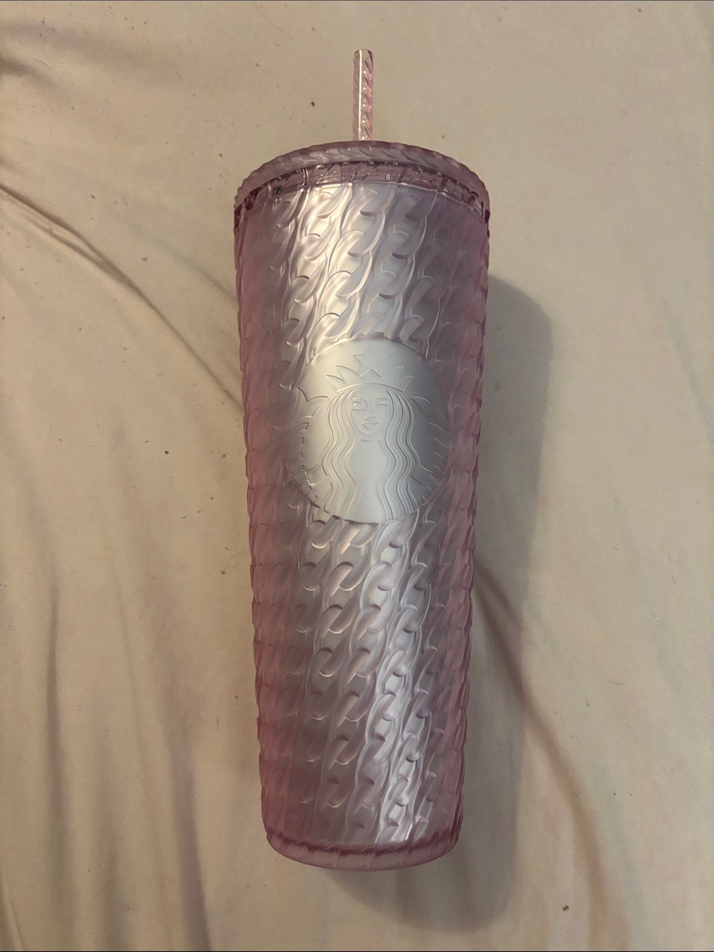 Starbucks Blush Pink Textured Cold Cup with Straw 24oz